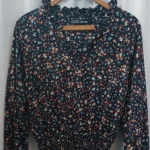 Spring Time Design Lab Lord & Taylor Med Navy Blue Floral Dress